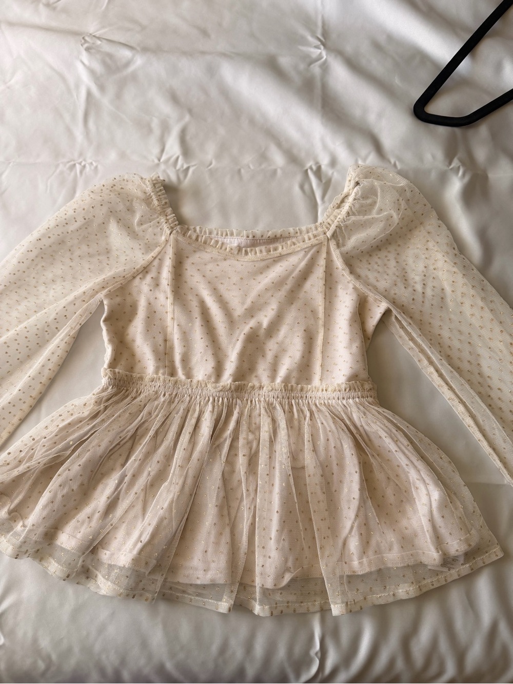 GAP Kids Cream Top with Gold Dot Mesh Trim